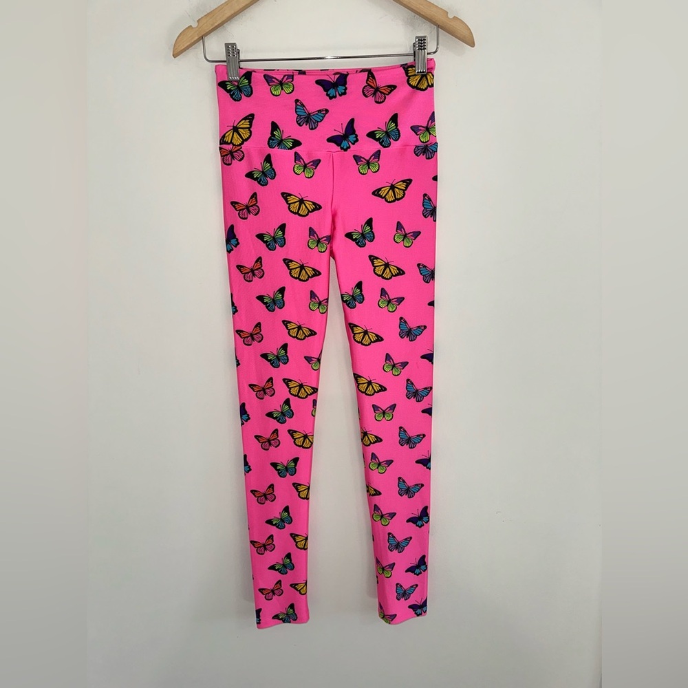 Goldsheep Girls Pink Butterflies Leggings Sz S #A3